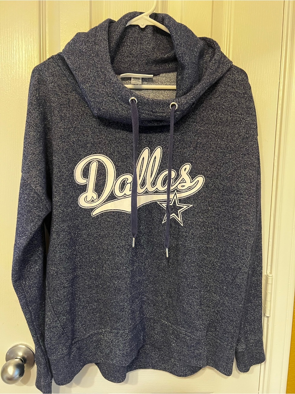 Dallas Cowboys Authentic Sparkle Knit Funnel/Cowl Neck Hoodie, Size S